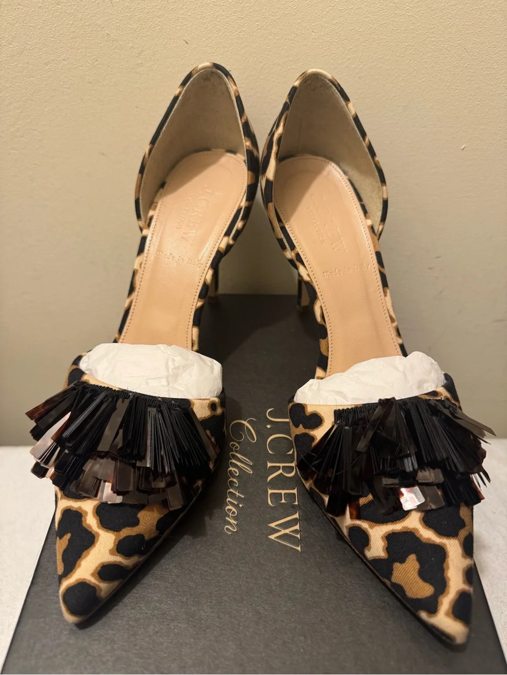 J.Crew Collection Elsie Sequin Leopard d'Orsay Pumps - Size 7.5 (Like New!)